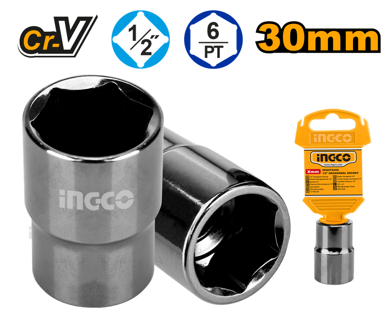 Ingco Socket Hex 1/2Dr 6Pt 30Mm