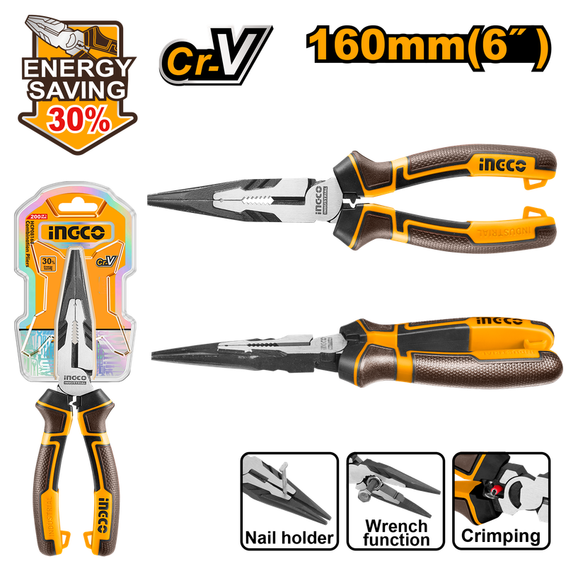 Ingco Plier L/Nose 160Mm Hl Cr-V