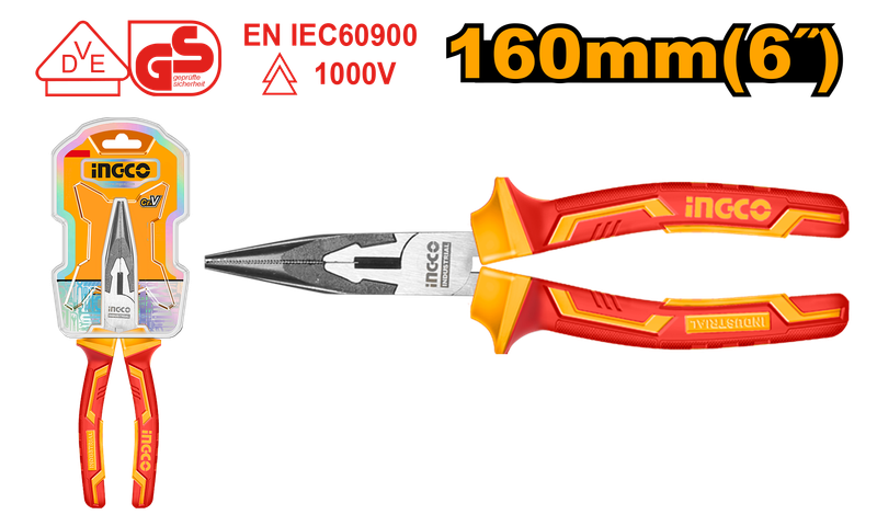 Ingco Plier Vde 1000V 160Mm Long Nose