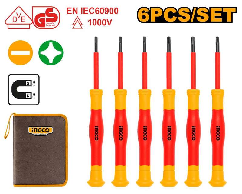 Ingco 6 Pieces insulated precision screwdriver set