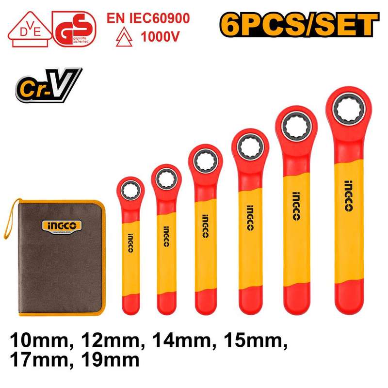 Ingco 6 Pieces insulated ratchet wrench set