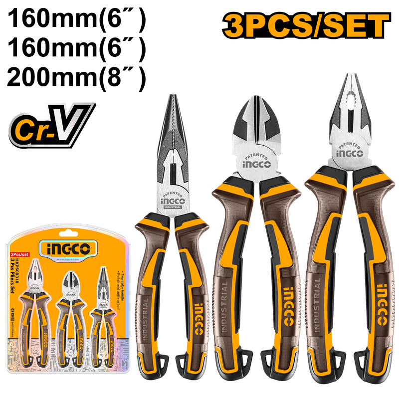 Ingco Plier Set 3Pc Crv