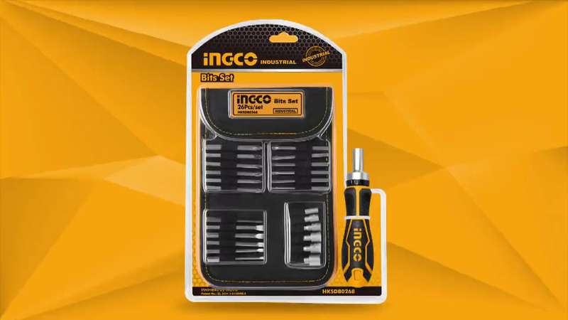 Ingco S/Driver Bit Ratchet Hndl 26Pc 6 In Display Box