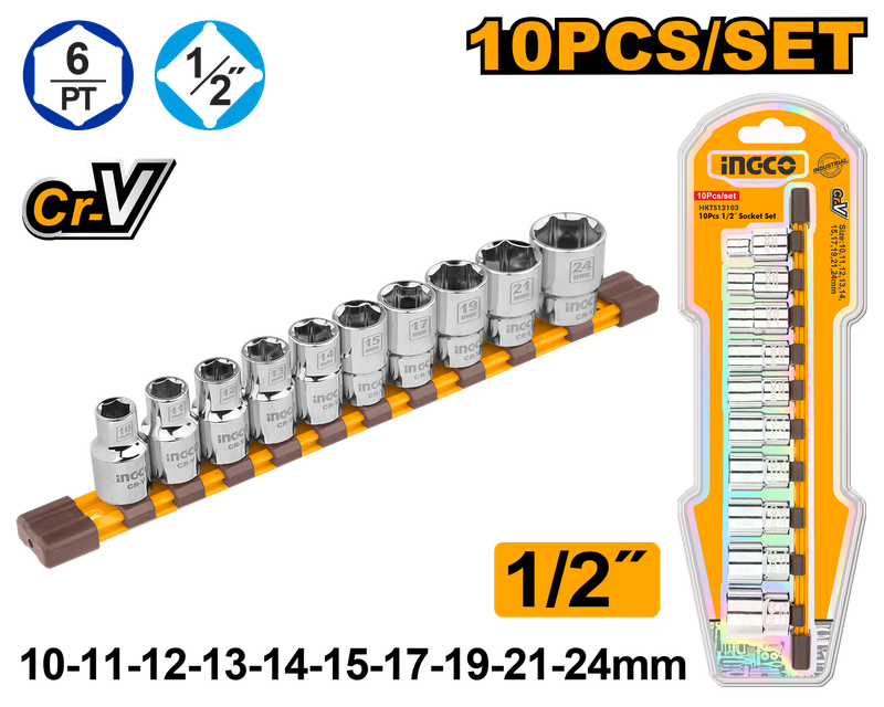 Ingco Socket Set 1/2" 10Pc
