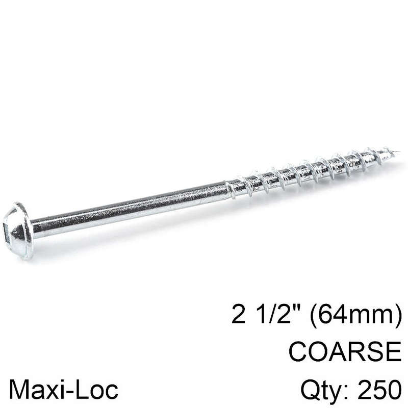 Kreg Kreg Zinc Pocket Hole Screws 64Mm 2.50' #8 Coarse Thread Mx Loc 250Ct -