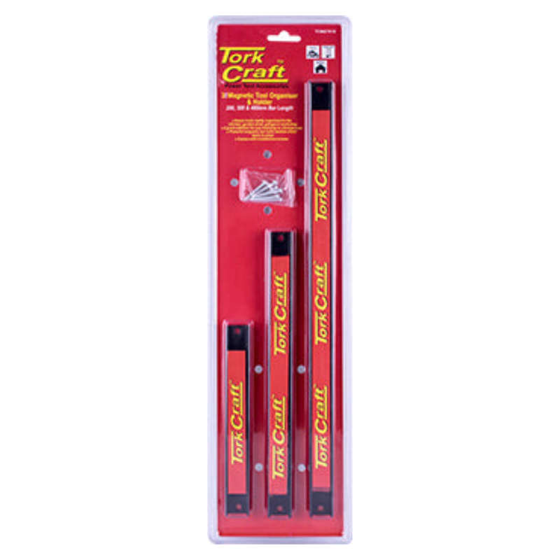 Tork Craft Magnetic Tool Organiser/Holder 3 Piece Set 200-305-460Mm Bar Length