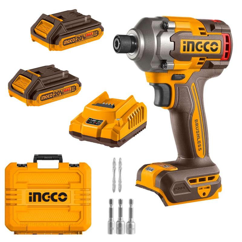 Ingco Cordless Impact Driver 285Nm 20V (Brushless) Kit