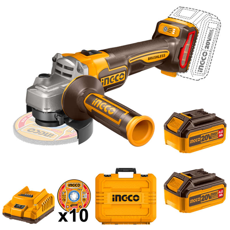 Special - Ingco Cordless Angle Grinder 115mm Brushless 20V Kit