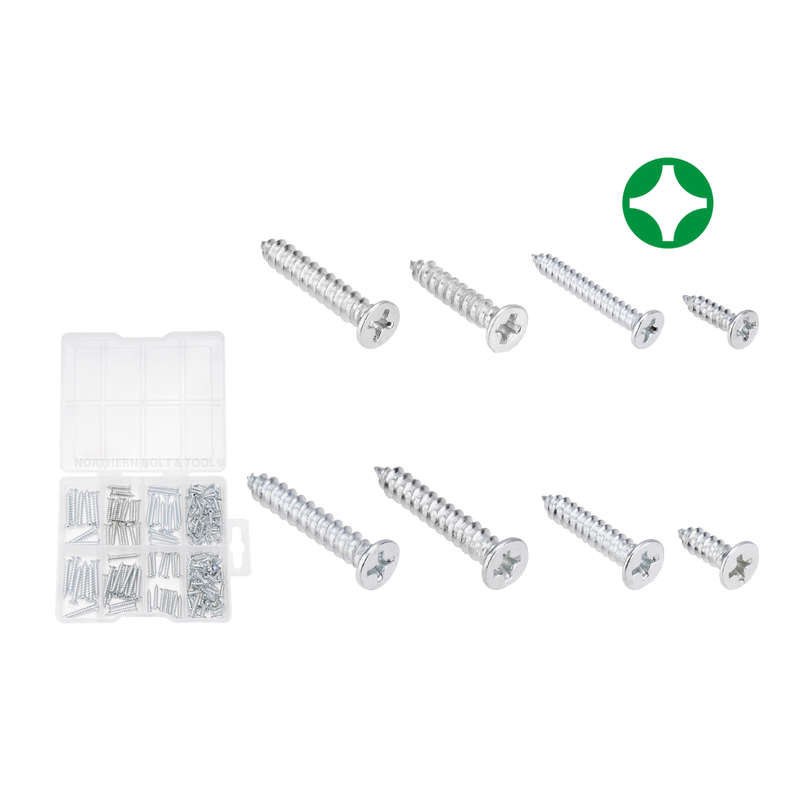 Wadfow Countersunk head self-tapping screws assortment 200 Piece