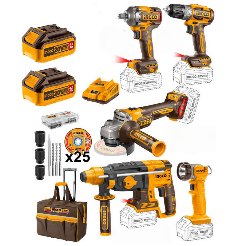 Special - Ingco 5 Piece Li-Ion Industrial Combo Kit
