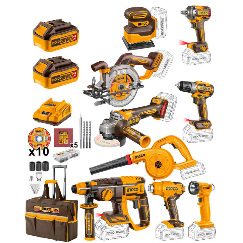 Special - Ingco 9 Piece Cordless Industrial Combo Kit