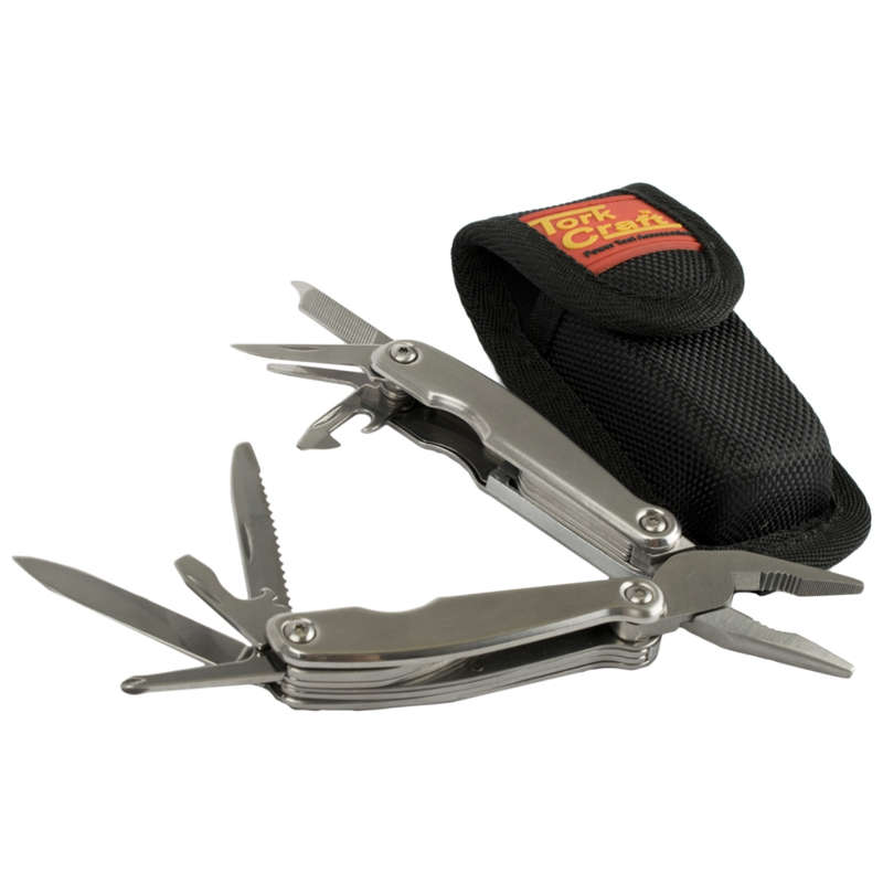 Tork Craft Multitool Silver Mini With Led Light With Nylon Pouch In Blister