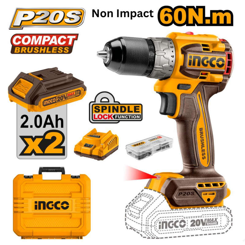 Special - Ingco Cordless Drill Kit 60nm With 2 X 2AH Battery & Charger