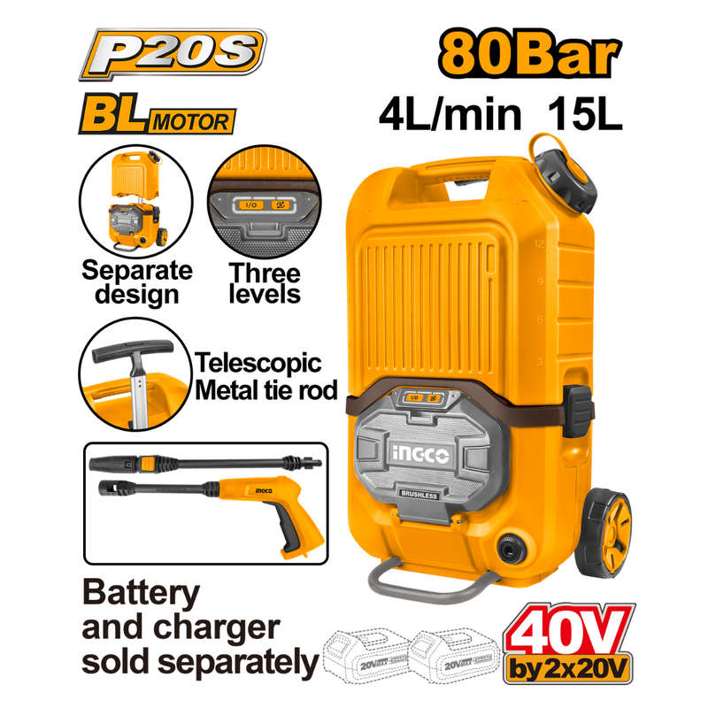 Special - Ingco Cordless Pressure Washer 40V (Tool Only)