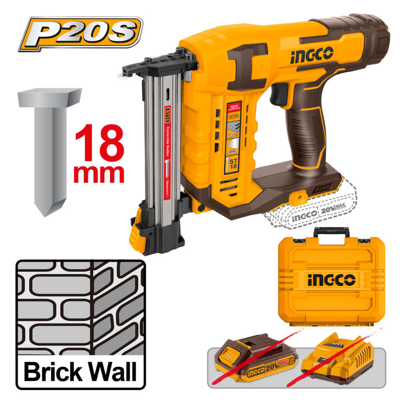 Ingco Cordless Concrete/Brick Nailer 20V (Tool only)