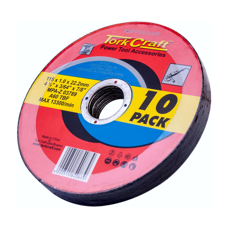 Tork Craft Cutting Disc Steel  & Ss 115 X 1.0 X 22.2 Mm 10 Pack - DEFAULT TITLE