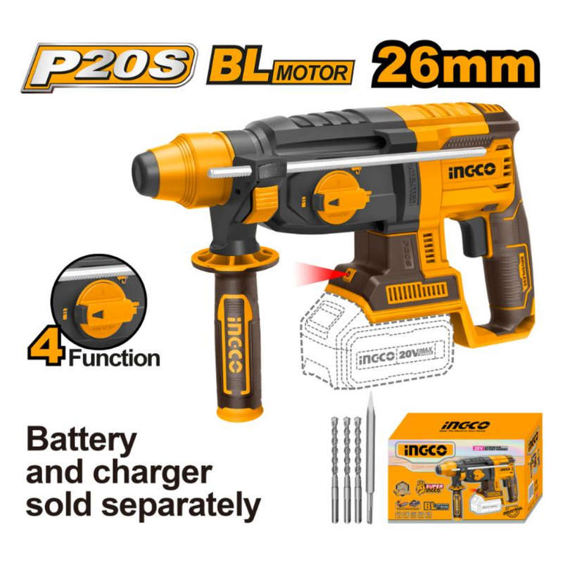 Ingco Cordless Rotary Hammer Drill 20V Brushless (Tool only)
