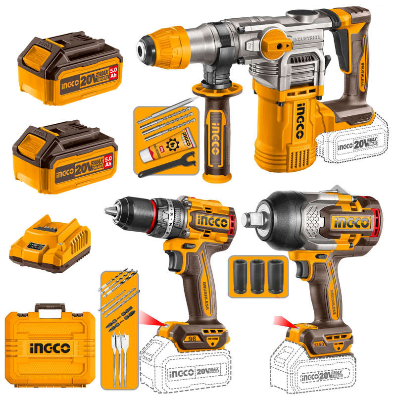 Special - Ingco Cordless Industrial 3Pcs Combo Kit 20V P20s