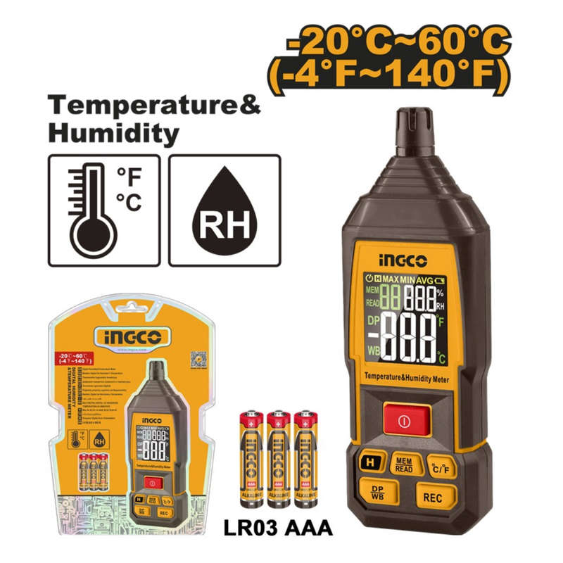 Ingco Digital Humidity & Temperature Meter with batteries