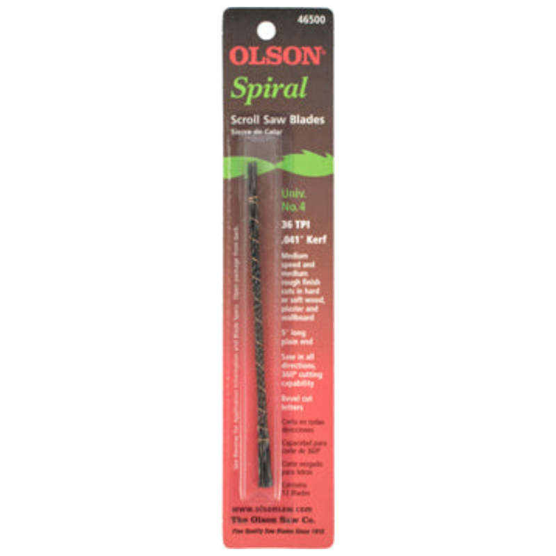 Olson Scroll Saw Bl. 5' 125Mm 36Tpi Spiral Cut Wood Plain End 6Pc - DEFAULT TITLE