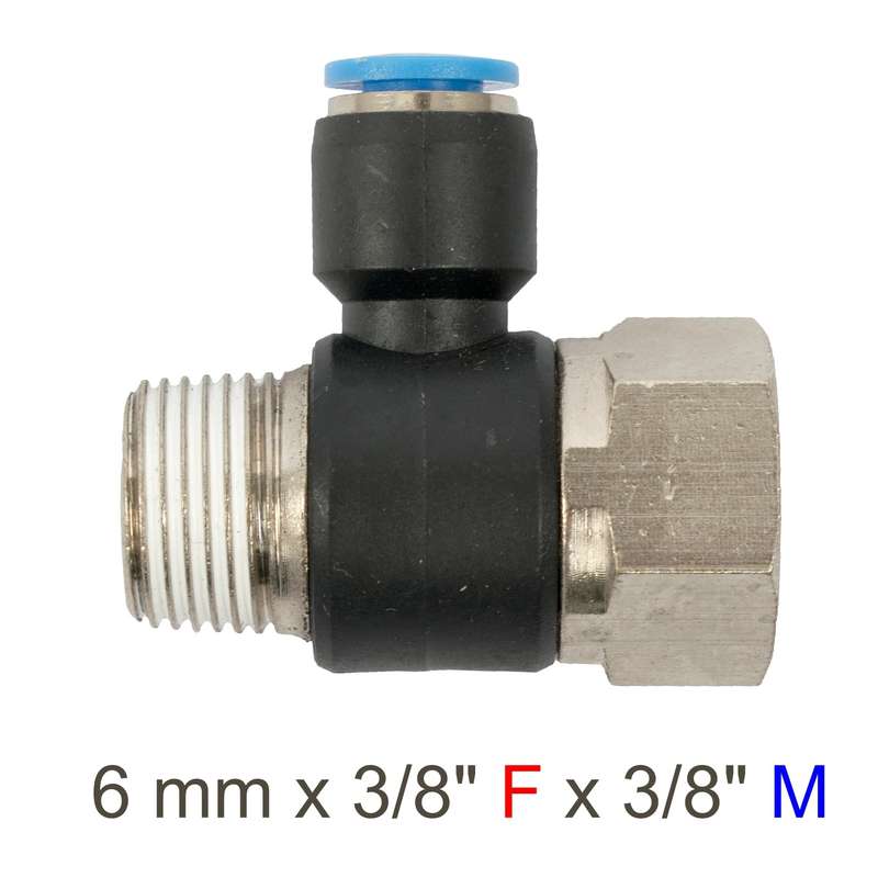 Aircraft Pu Hose Fitting Tee 6Mm X 3/8'F X 3/8'M - DEFAULT TITLE