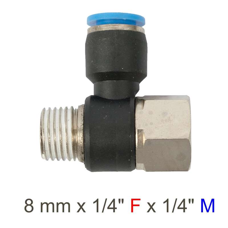 Aircraft Pu Hose Fitting Tee 8Mm X 1/4'F X 1/4'M - DEFAULT TITLE