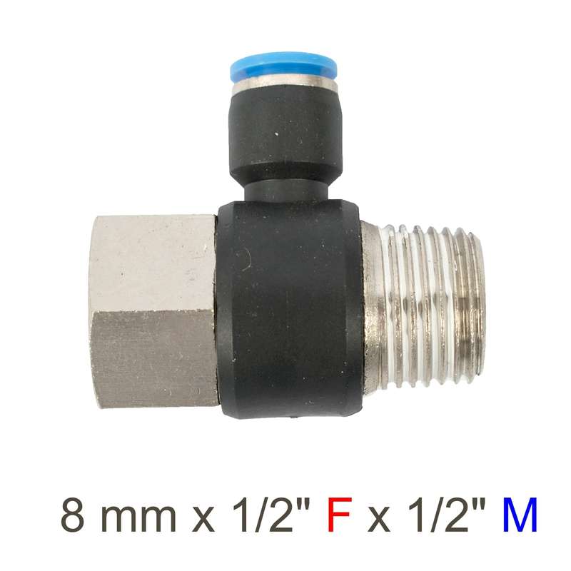 Aircraft Pu Hose Fitting Tee 8Mm X 1/2'F X 1/2'M - DEFAULT TITLE