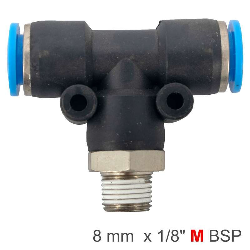 Aircraft Pu Hose Fitting Tee 8Mm-1/8 M - DEFAULT TITLE