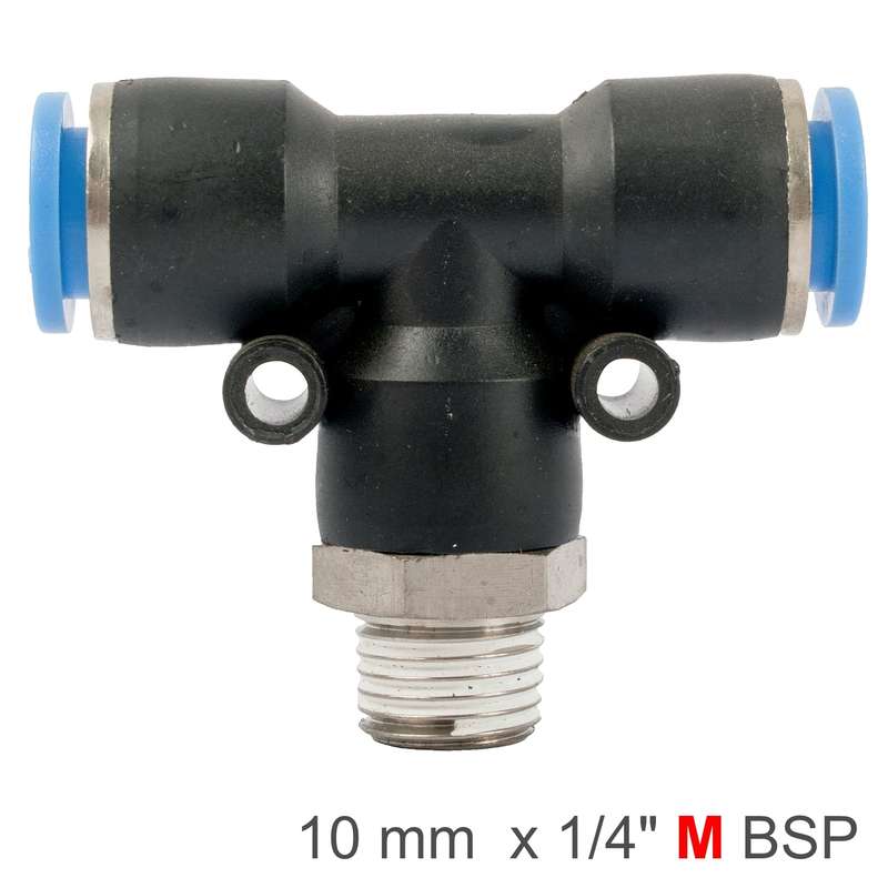 Aircraft Pu Hose Fitting Tee 10Mm-1/4 M - DEFAULT TITLE