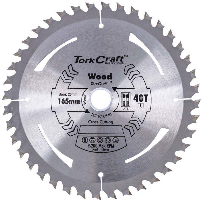 Tork Craft Tct Saw Blade 165Mm X 1.6Mm X 20Mm X 40T Wood Thin Kerf - DEFAULT TITLE