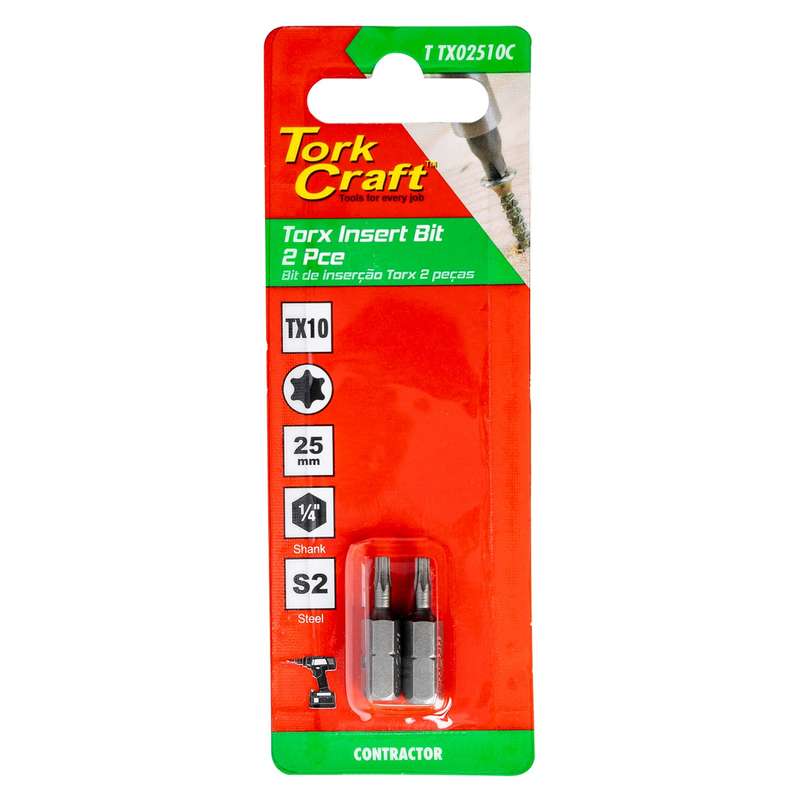 Tork Craft Torx Tx 10 Classic Insert Bit 25Mm 2Pc Carded - DEFAULT TITLE