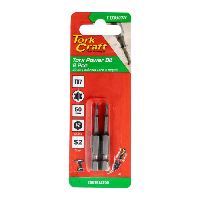 Tork Craft Torx Tx 7 Classic Power Bit 50Mm 2Pc Carded - DEFAULT TITLE