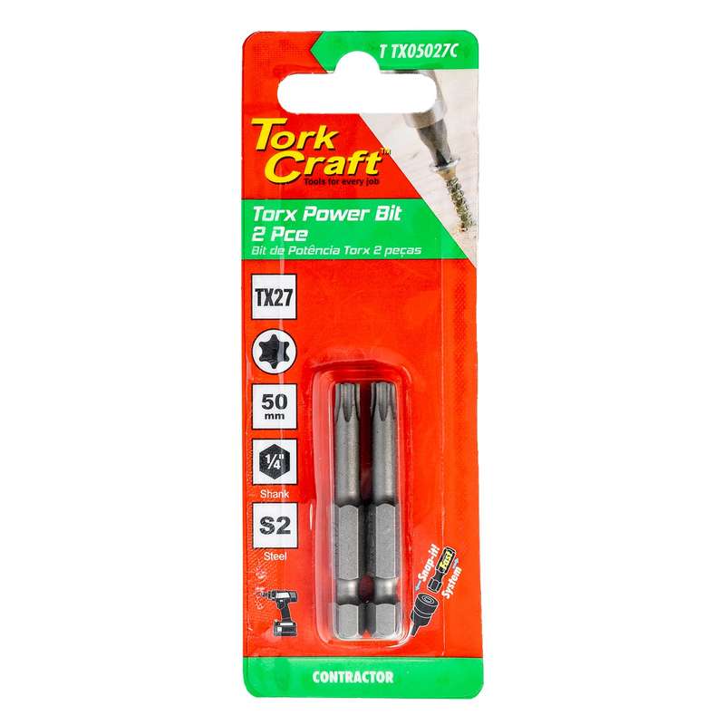 Tork Craft Torx Tx 27 Classic Power Bit 50Mm 2Pc Carded - DEFAULT TITLE