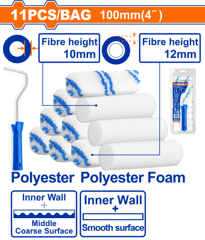 Wadfow Cylinder brush 11 in 1 set (Inner wall) 100mm