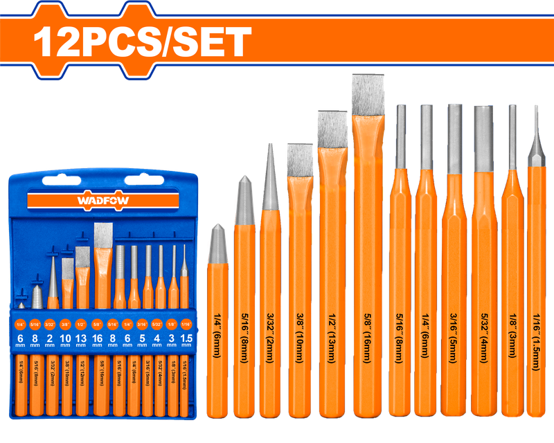 Wadfow Cold chisel and punch set 12 Piece