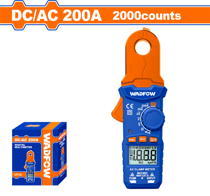 Wadfow DC/AC Clamp Meter AC/DC 200A 2000counts
