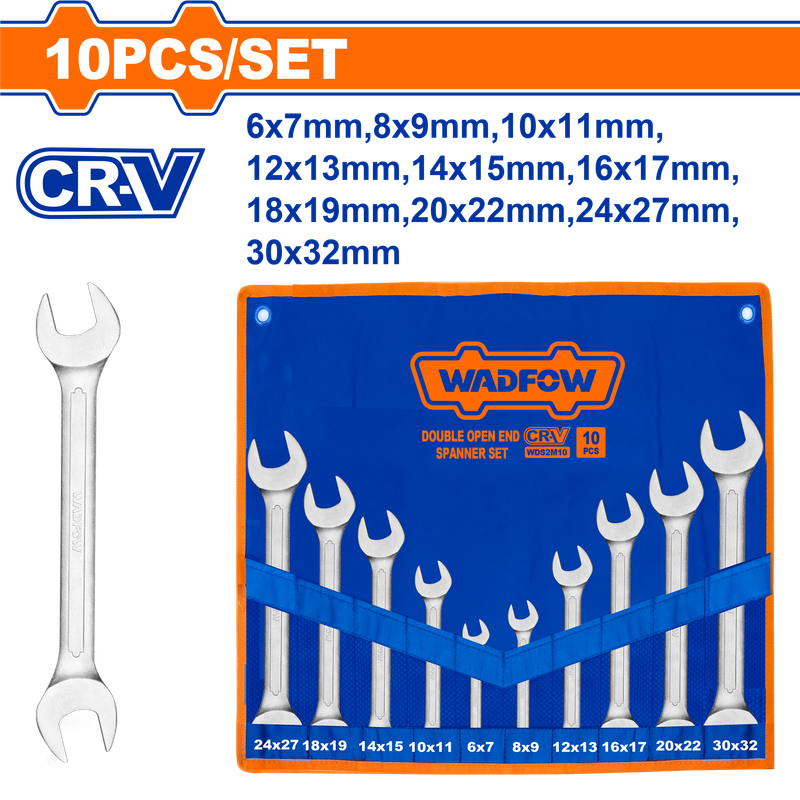 Wadfow Double open end spanner set 10 Piece
