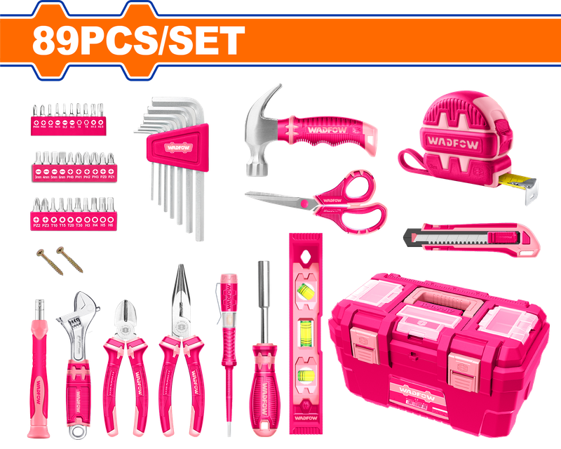 Wadfow Pink hand tools set 89 Piece