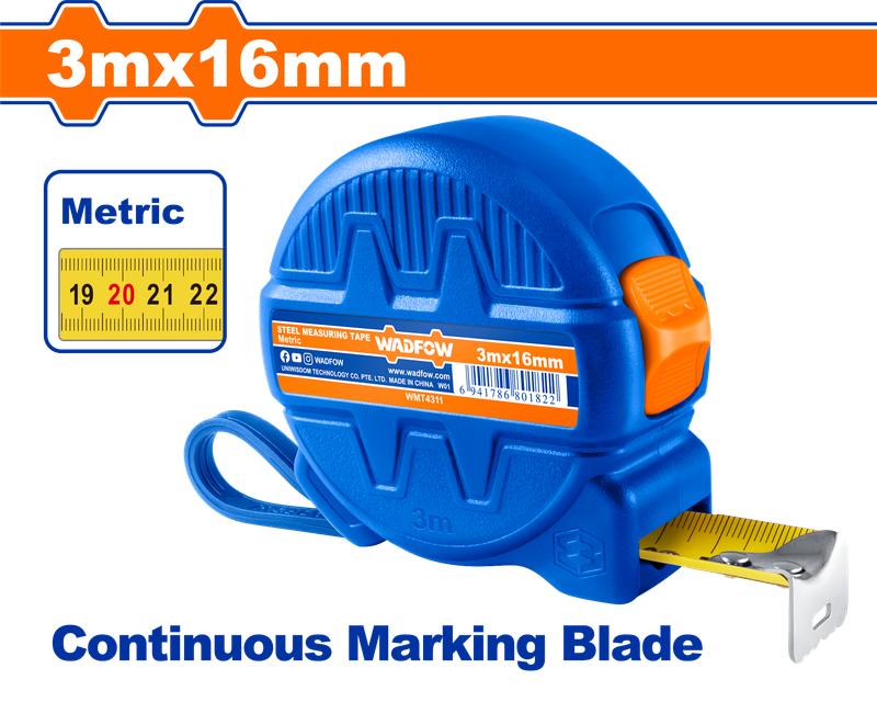 Wadfow Steel measuring tape 3m x 16mm