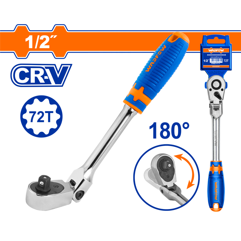 Wadfow 1/2" Dr. Flex head ratchet 72T