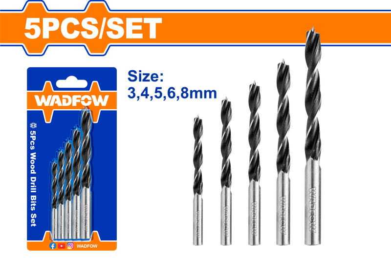 Wadfow Wood drill bits set 5 Piece