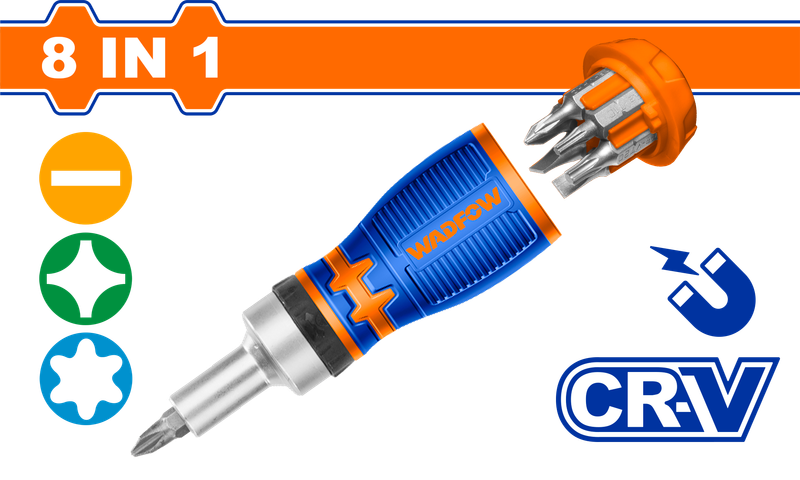 Wadfow 8 in 1 stubby ratchet screwdriver set