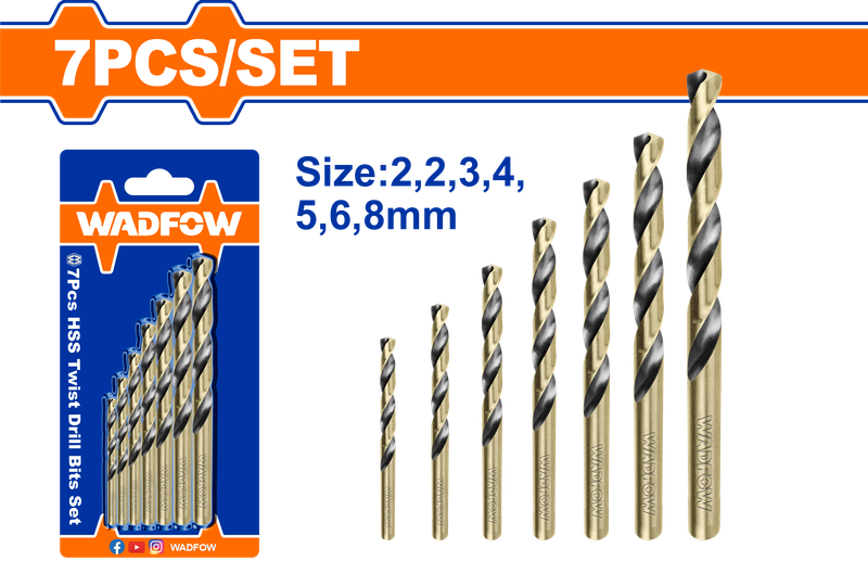 Wadfow HSS twist drill bits set 7 Piece