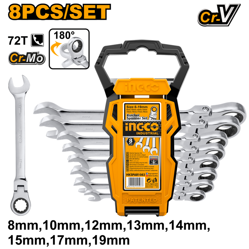 Ingco -  Flexible Ratchet Spanner Set -