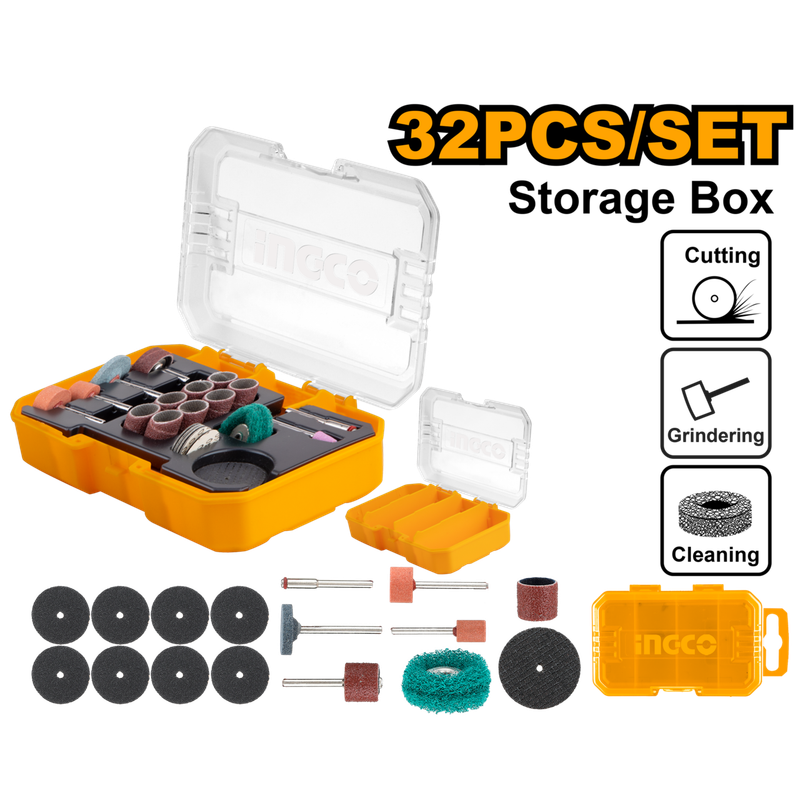Ingco Sanding and grinding set for mini drill 32Pcs - DEFAULT TITLE
