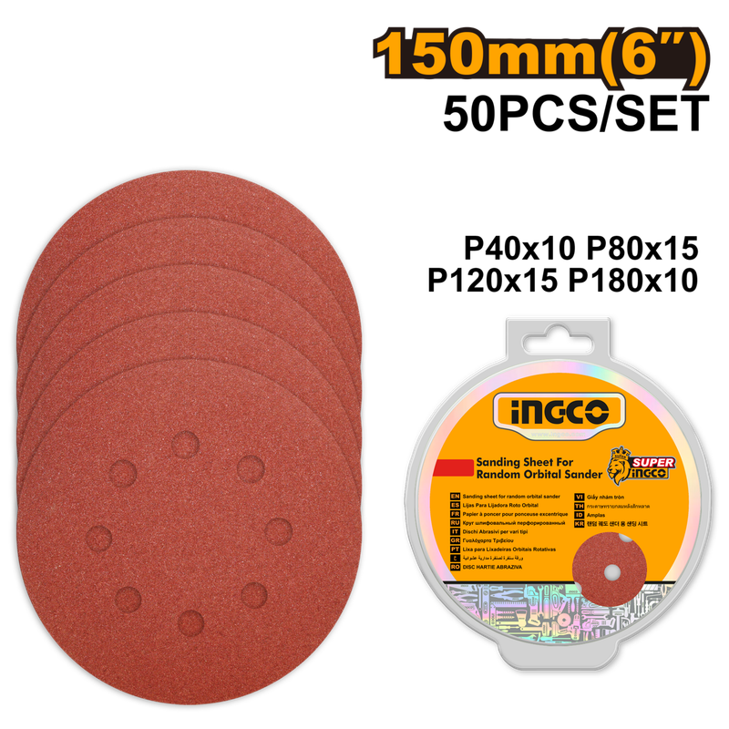 Ingco Sanding sheet for random orbital sander 150mm No Holes
