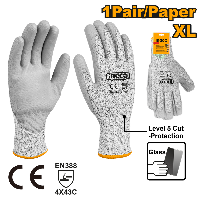 Ingco Cut-Resistance Gloves, XL - DEFAULT TITLE