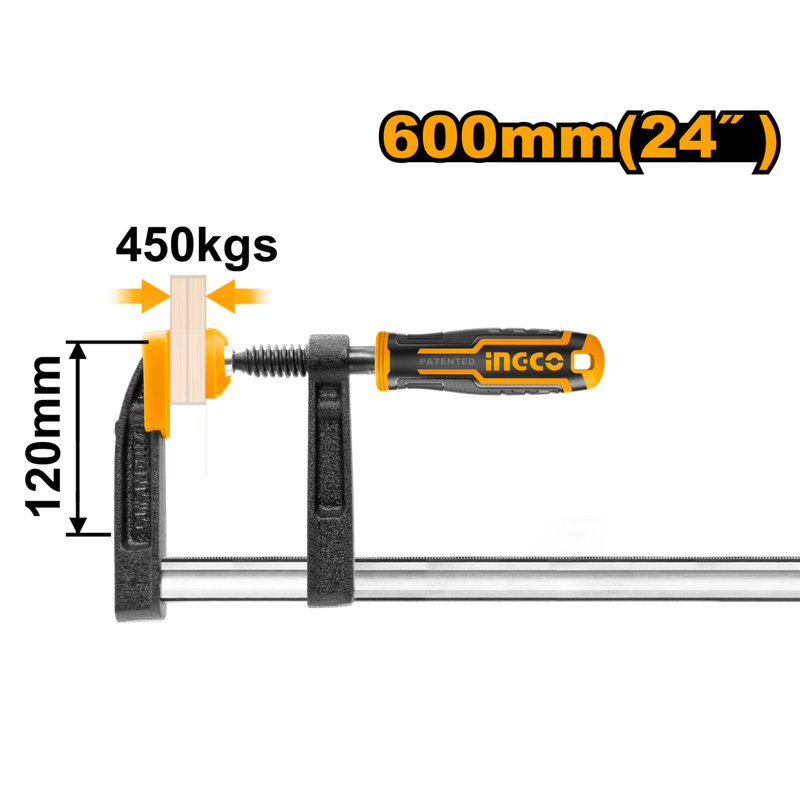 Ingco F-Clamp 600mm - DEFAULT TITLE