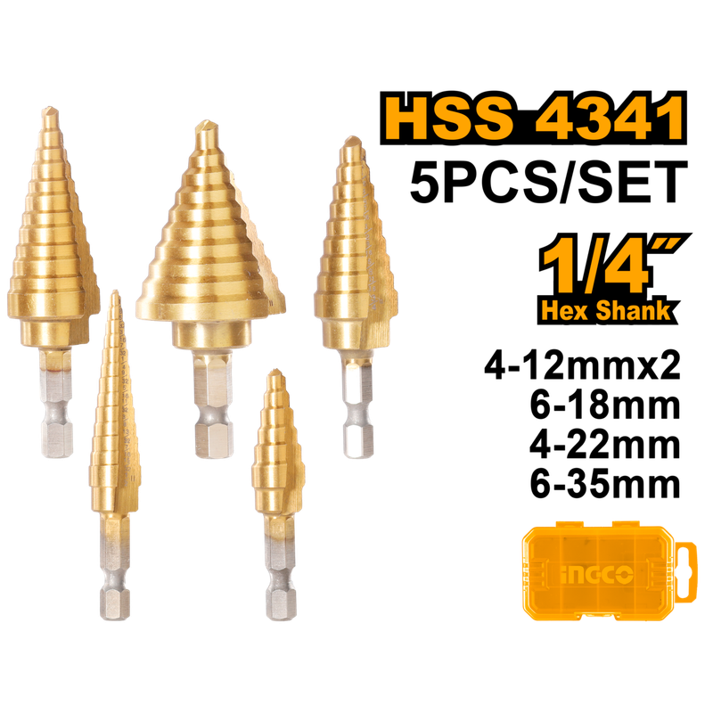 Ingco Step drill bit set 5Pcs