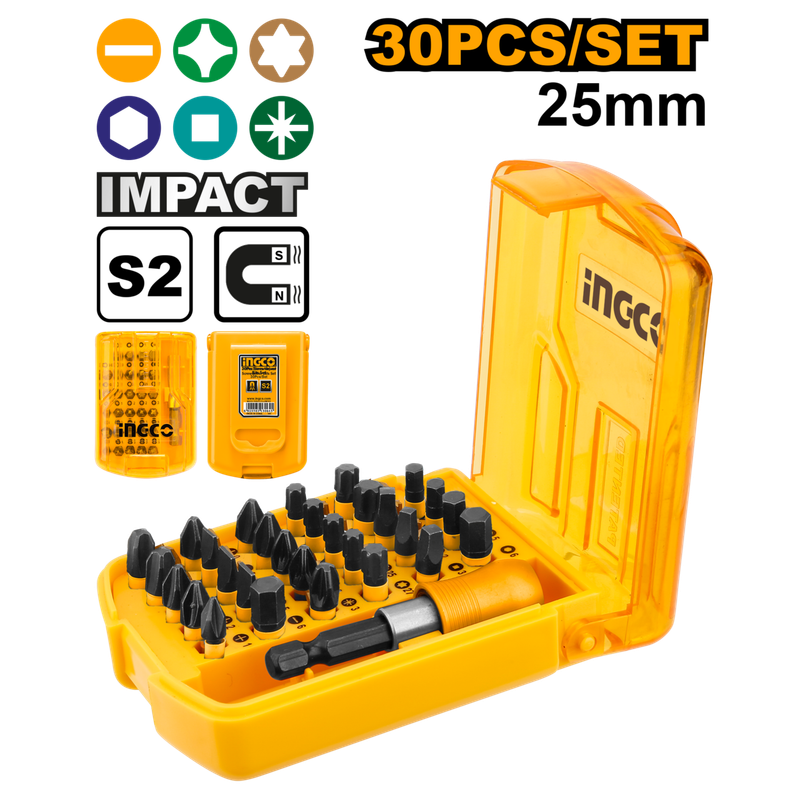 Ingco Impact screwdriver bits set 25mm 30Pcs - DEFAULT TITLE